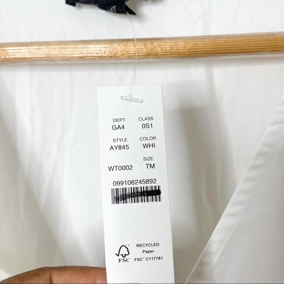 J. Crew white Puff-sleeve cotton poplin wrap dress Medium Tall - Picture 9 of 10